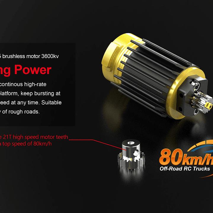 Coche RC JIUSI PT14R MT14R 1/14 | 4WD Sin Escobillas 80 km/h Todoterreno 18