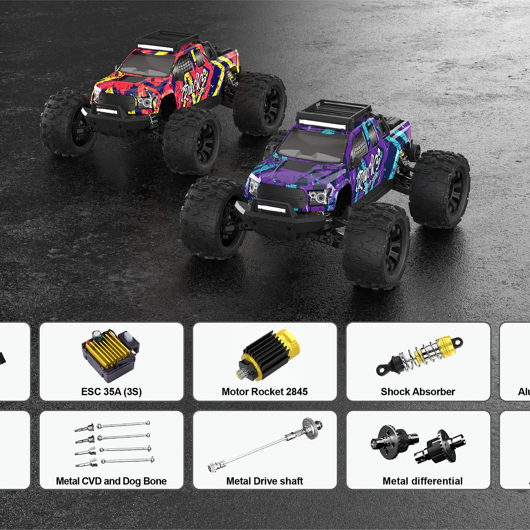 Coche RC JIUSI PT14R MT14R 1/14 | 4WD Sin Escobillas 80 km/h Todoterreno 28