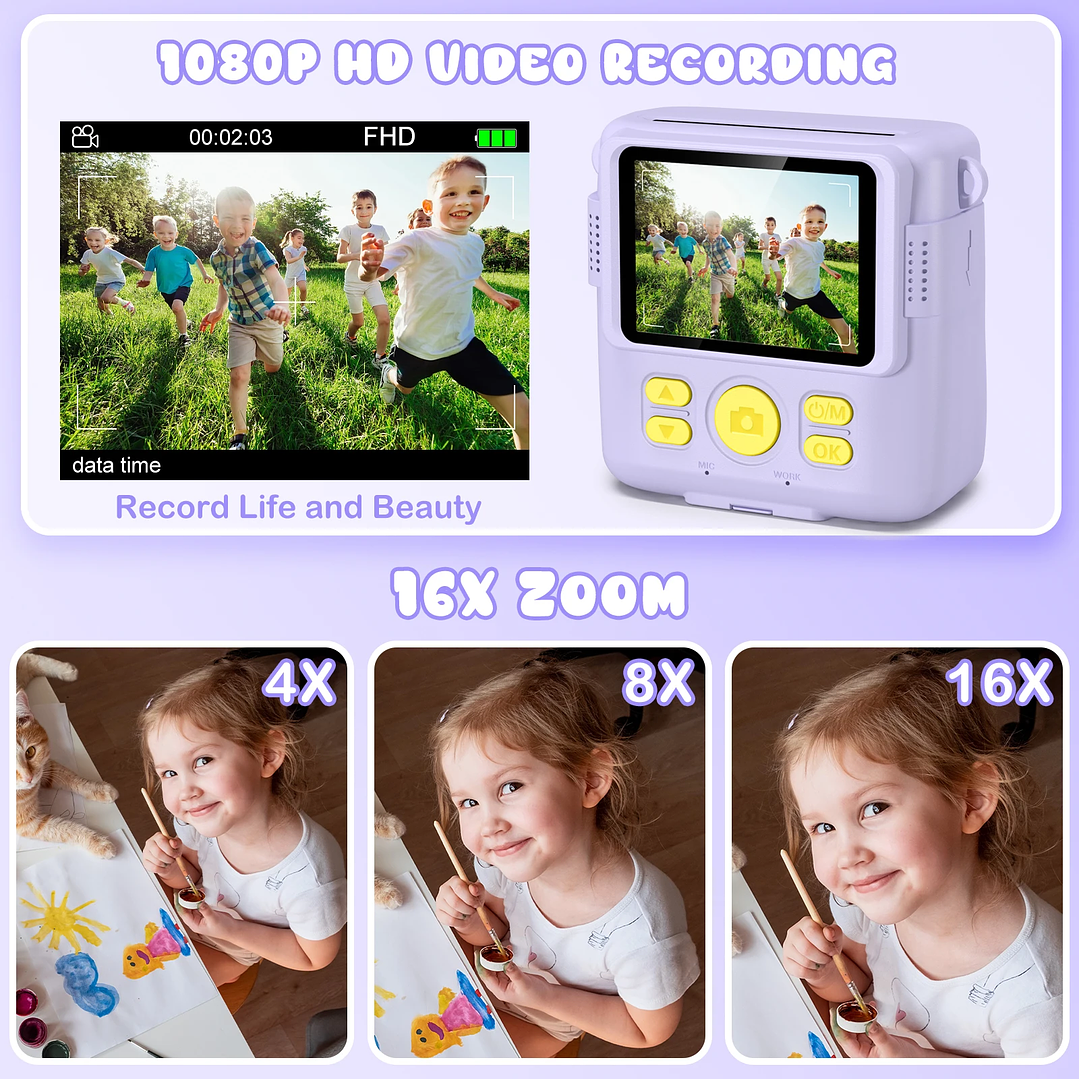 Cámara Digital Infantil 1080P con Impresión | 32GB, Regalo para Niños 3–12 Años 4