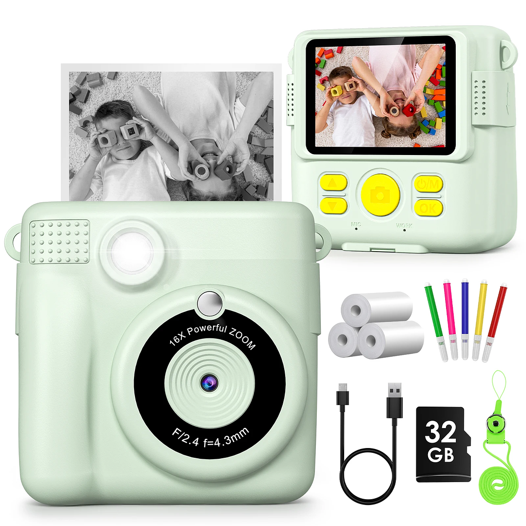 Cámara Digital Infantil 1080P con Impresión | 32GB, Regalo para Niños 3–12 Años 13