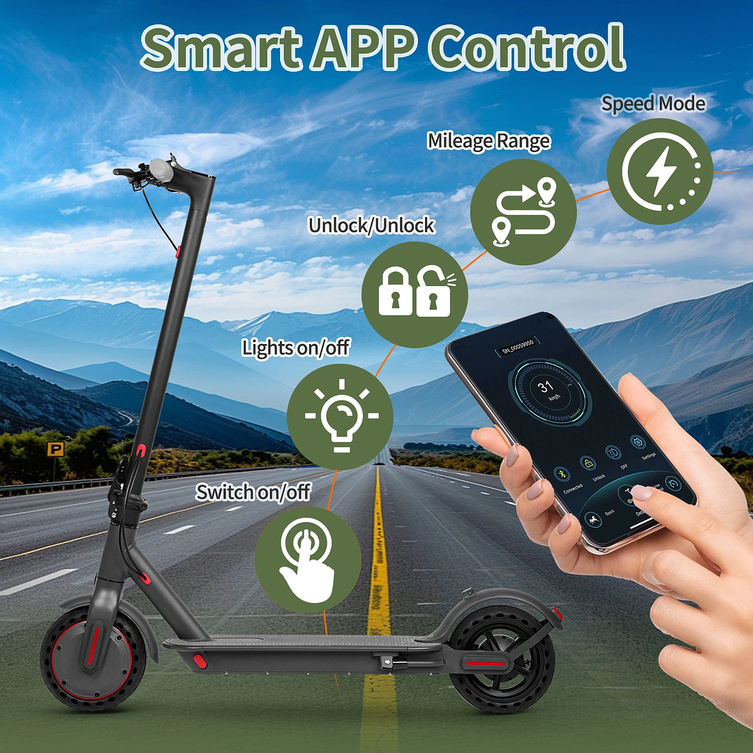 Scooter Eléctrico ATSANT M365 X1 | 36V 500W Plegable con App, 35KM de Autonomía 23