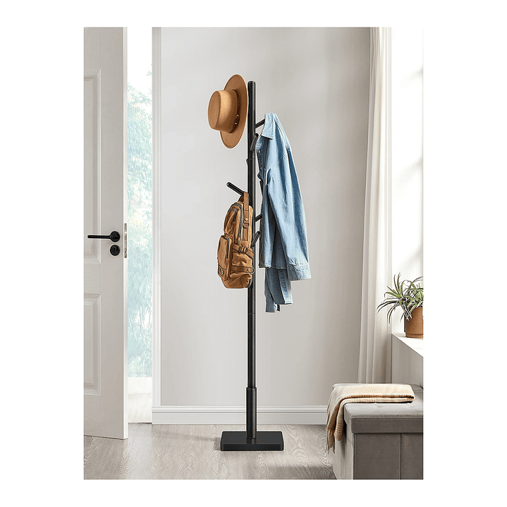 Perchero VASAGLE de Madera Maciza | 8 Ganchos, Rosa Jalea, Ajustable y Estable 1