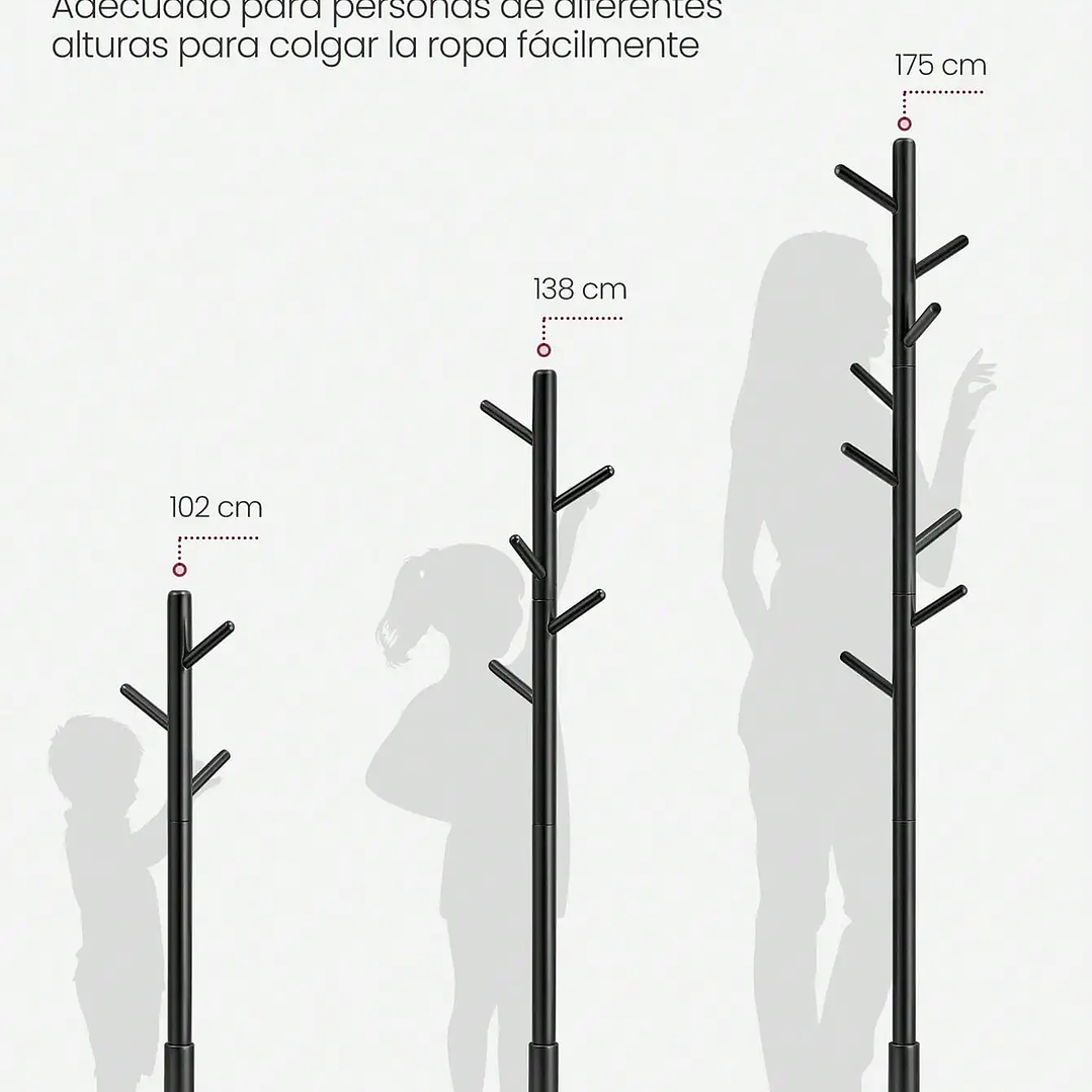 Perchero VASAGLE de Madera Maciza | 8 Ganchos, Rosa Jalea, Ajustable y Estable 5