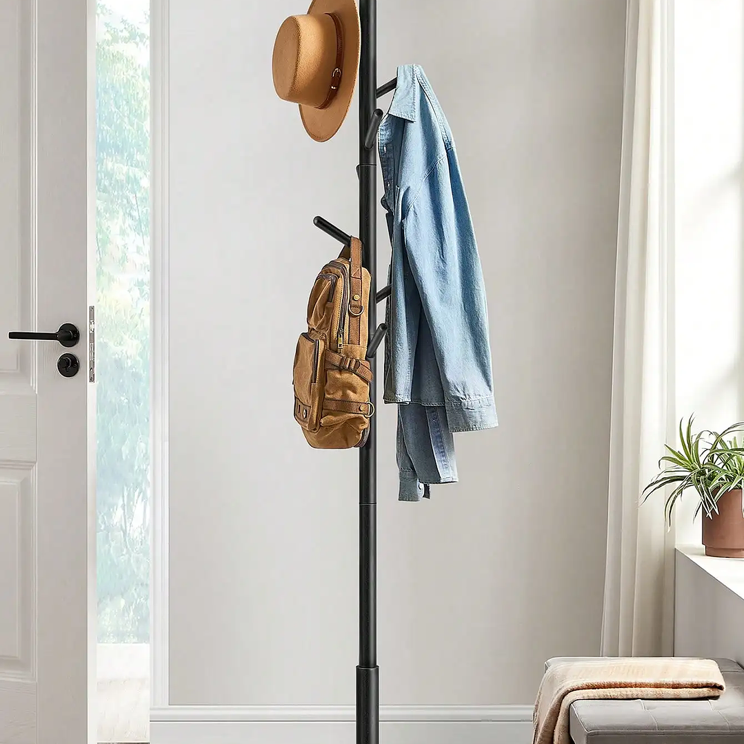 Perchero VASAGLE de Madera Maciza | 8 Ganchos, Rosa Jalea, Ajustable y Estable 6