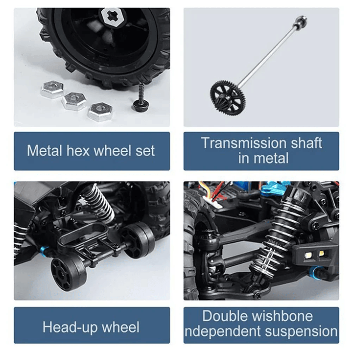 Coche RC WLtoys 1:16 4WD | 50 km/h, Todoterreno, Alta Velocidad, Control 2.4G 15