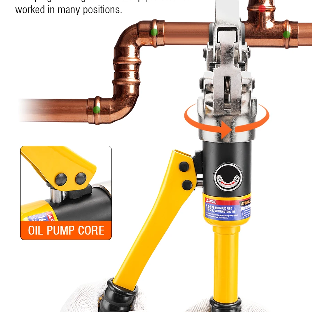 Herramienta Hidráulica APRIL GC-1632 | Prensado PEX, Cobre, Acero Inoxidable, Mandíbulas TH/U/V/M/VAU 2