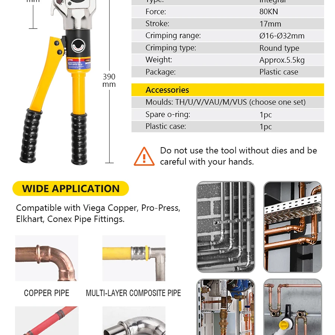 Herramienta Hidráulica APRIL GC-1632 | Prensado PEX, Cobre, Acero Inoxidable, Mandíbulas TH/U/V/M/VAU 5