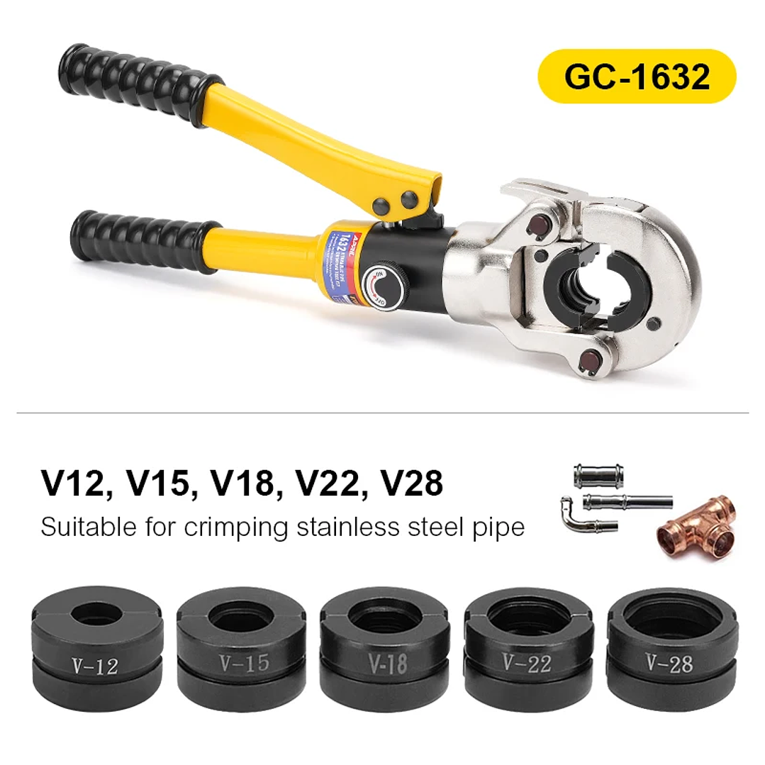 Herramienta Hidráulica APRIL GC-1632 | Prensado PEX, Cobre, Acero Inoxidable, Mandíbulas TH/U/V/M/VAU 14