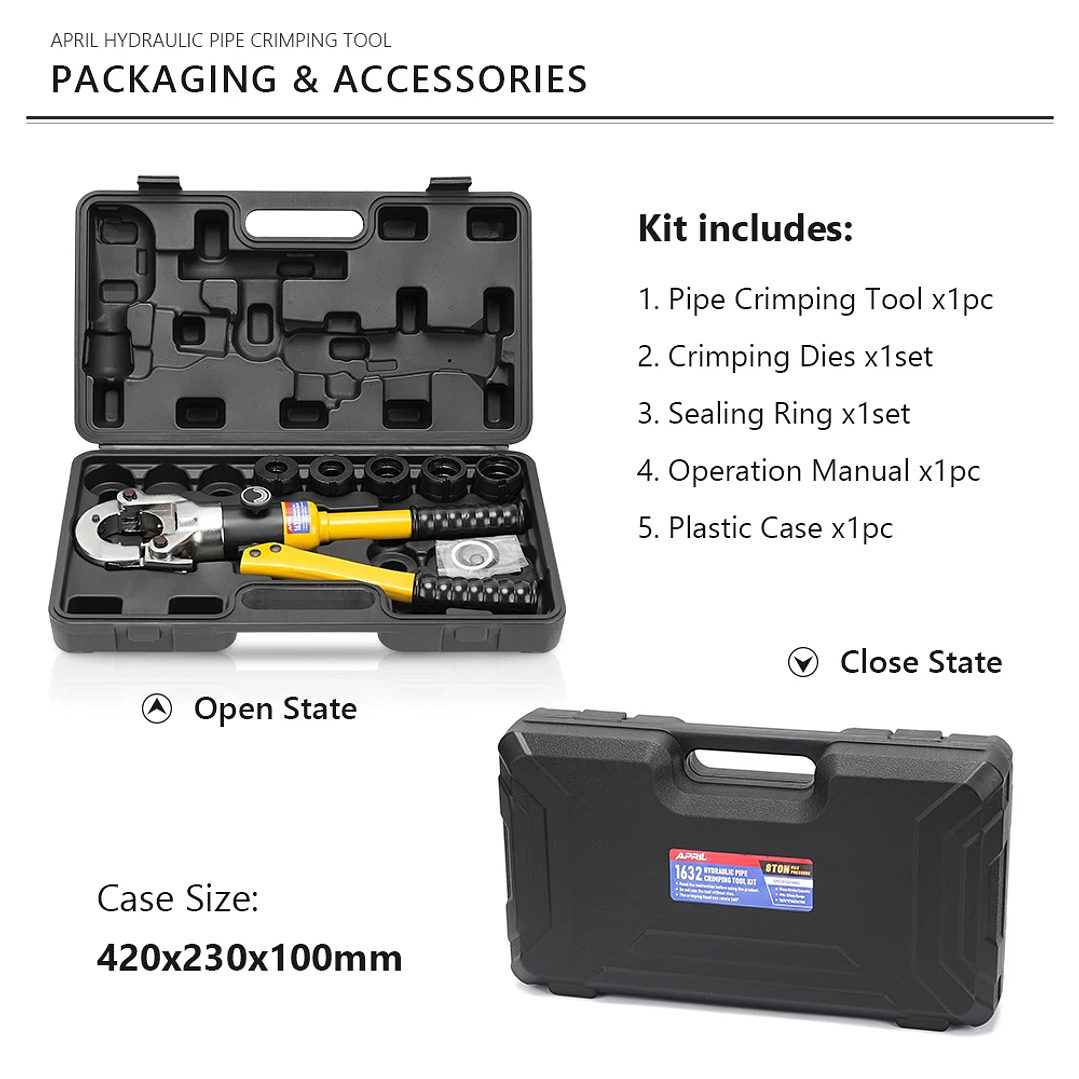 Herramienta Hidráulica APRIL GC-1632 | Prensado PEX, Cobre, Acero Inoxidable, Mandíbulas TH/U/V/M/VAU 31