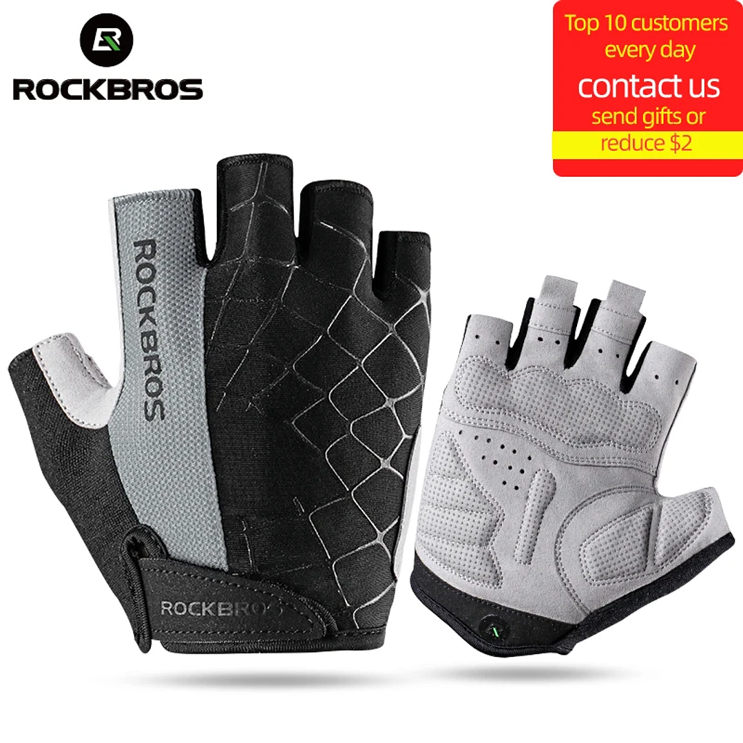 Guantes ROCKBROS Medio Dedo MTB | Transpirables, Antigolpes, Unisex, Para Ciclismo Deportivo 1