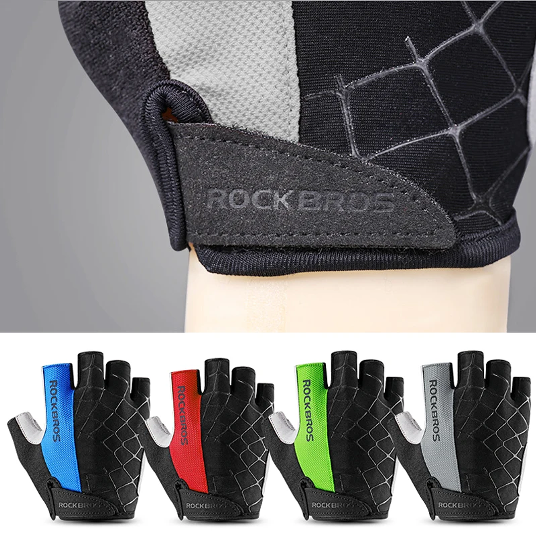 Guantes ROCKBROS Medio Dedo MTB | Transpirables, Antigolpes, Unisex, Para Ciclismo Deportivo 3