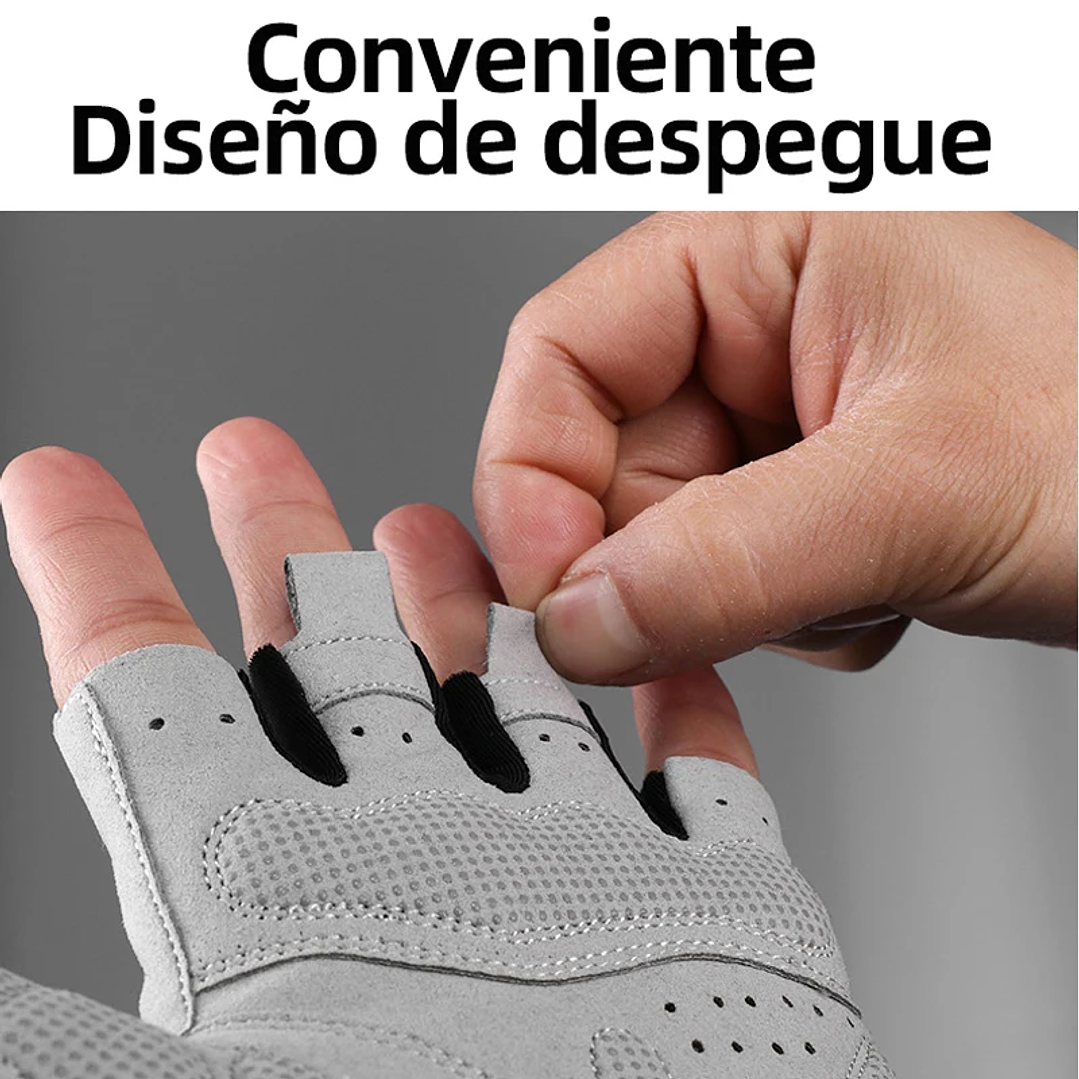 Guantes ROCKBROS Medio Dedo MTB | Transpirables, Antigolpes, Unisex, Para Ciclismo Deportivo 5