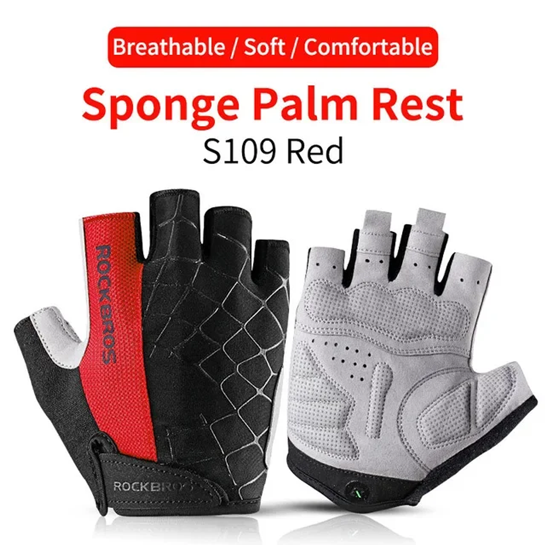 Guantes ROCKBROS Medio Dedo MTB | Transpirables, Antigolpes, Unisex, Para Ciclismo Deportivo 8