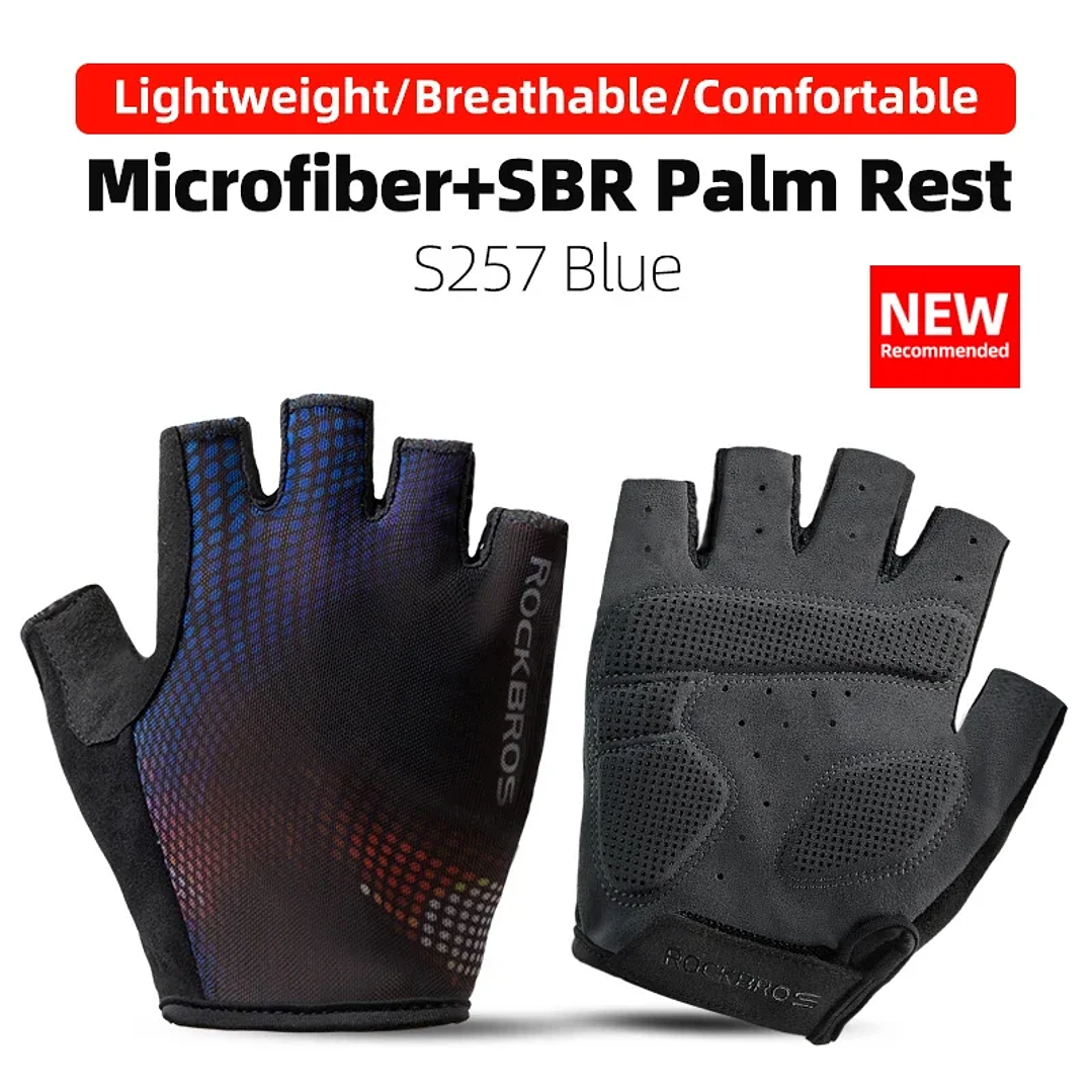 Guantes ROCKBROS Medio Dedo MTB | Transpirables, Antigolpes, Unisex, Para Ciclismo Deportivo 9