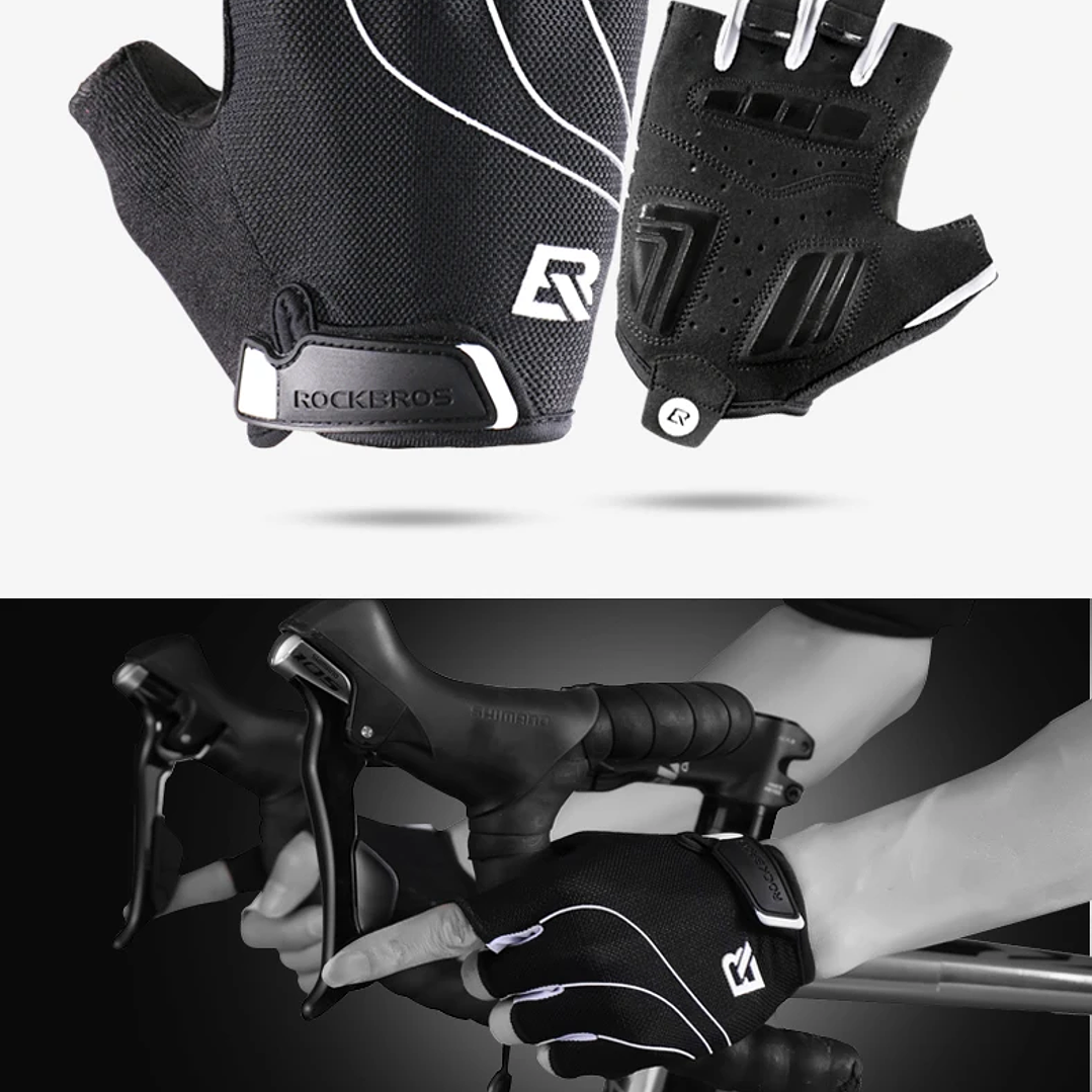 Guantes ROCKBROS Medio Dedo MTB | Transpirables, Antigolpes, Unisex, Para Ciclismo Deportivo 22