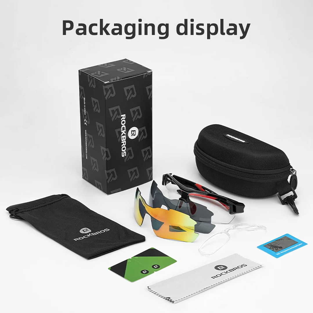 Gafas ROCKBROS Polarizadas Ciclismo | 5 Lentes Intercambiables, Protección UV400, Montura Ligera 5