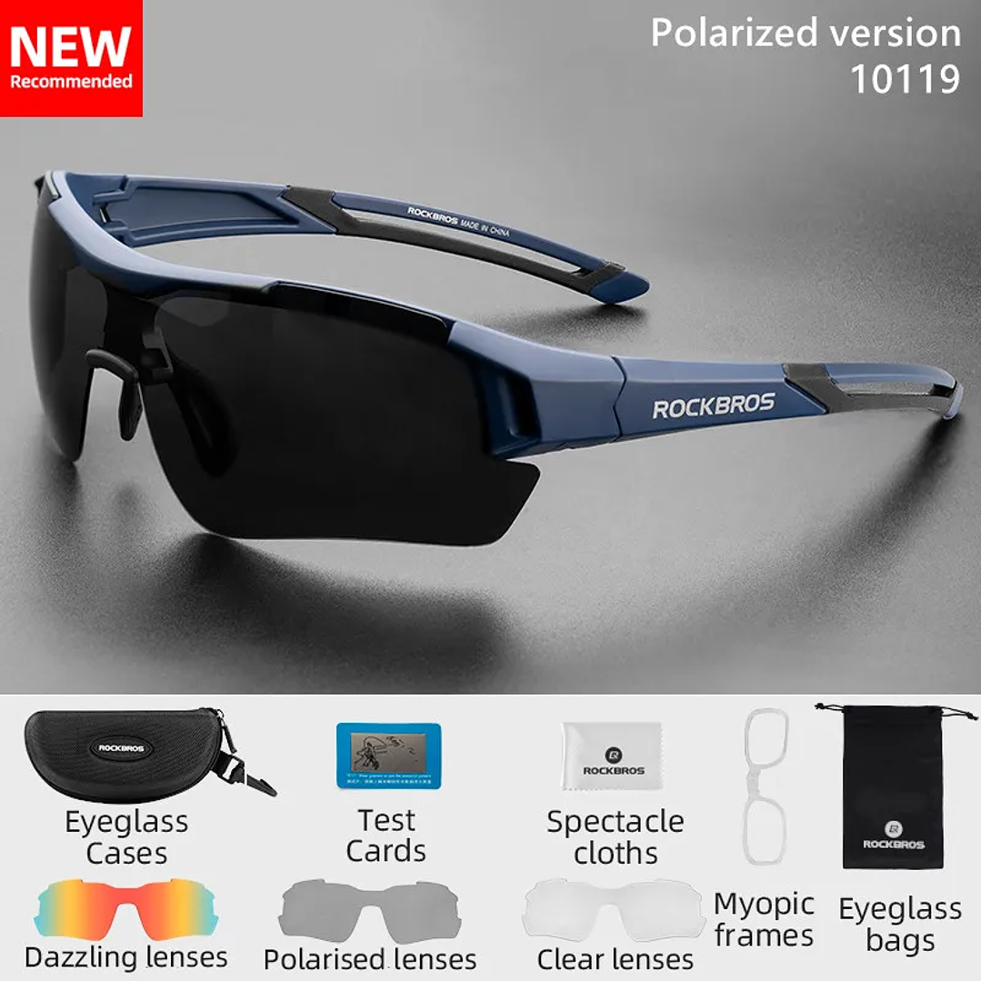 Gafas ROCKBROS Polarizadas Ciclismo | 5 Lentes Intercambiables, Protección UV400, Montura Ligera 11