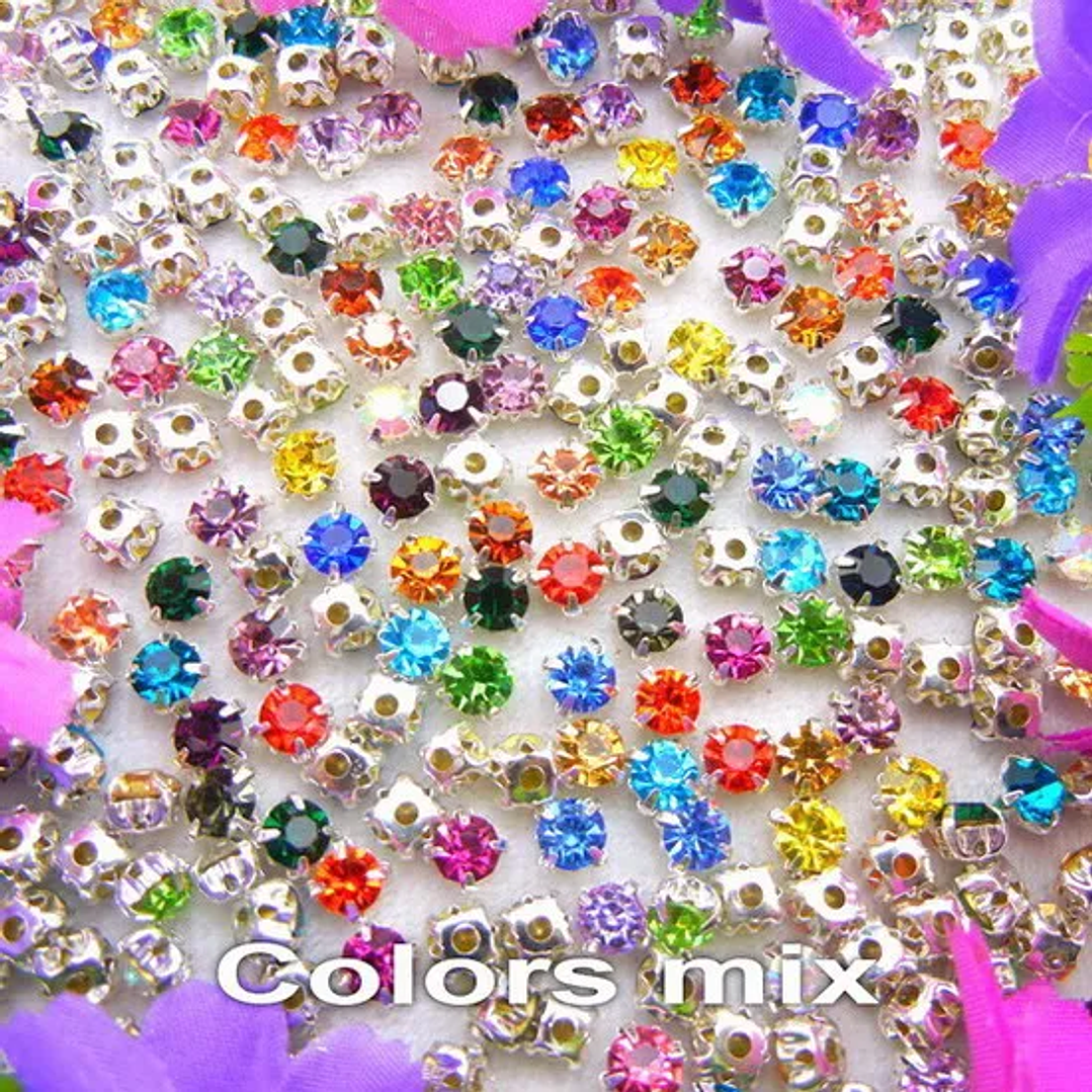Diamantes de Imitación con Garra Plateada | Cristal Colorido para Coser en Ropa y Accesorios 10
