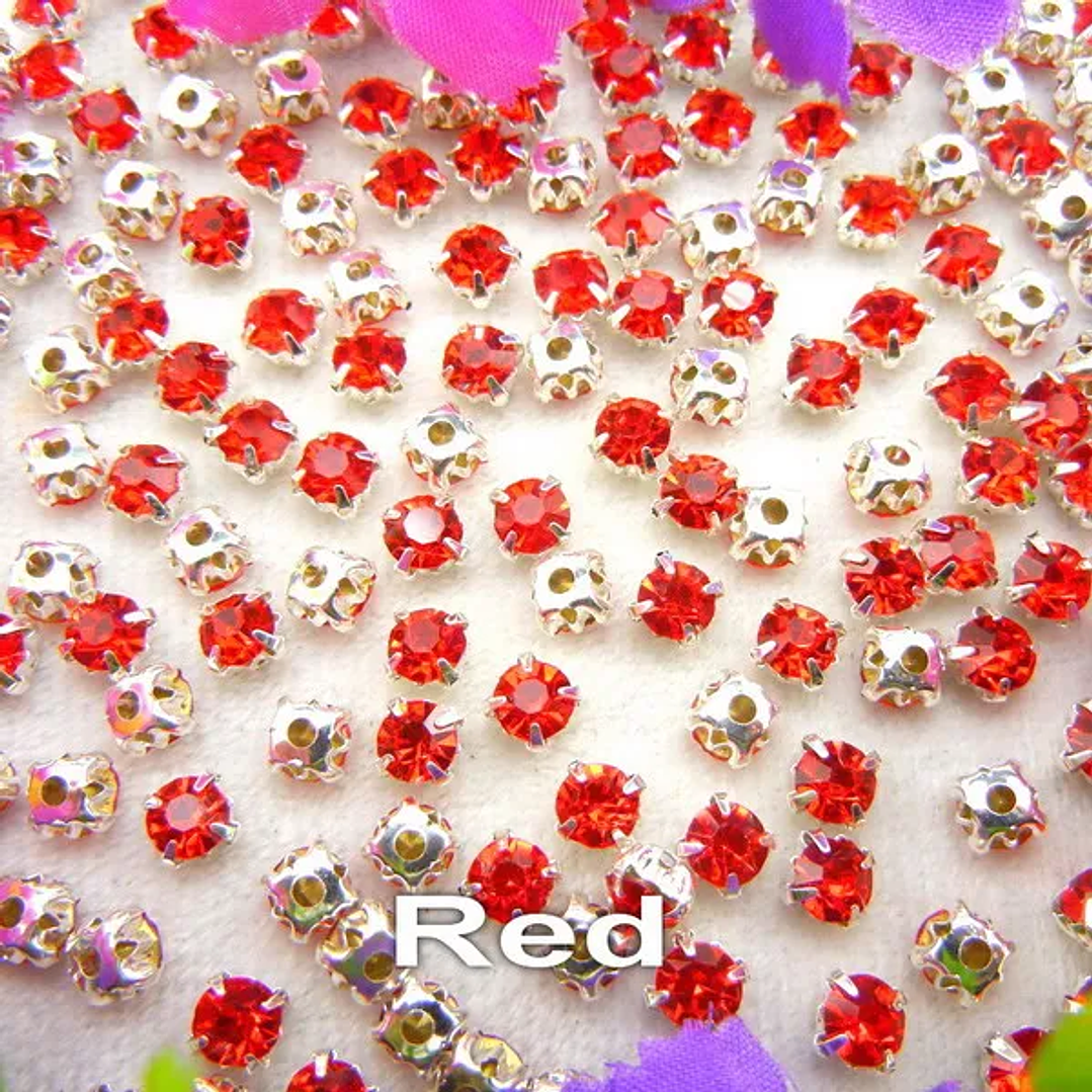 Diamantes de Imitación con Garra Plateada | Cristal Colorido para Coser en Ropa y Accesorios 21