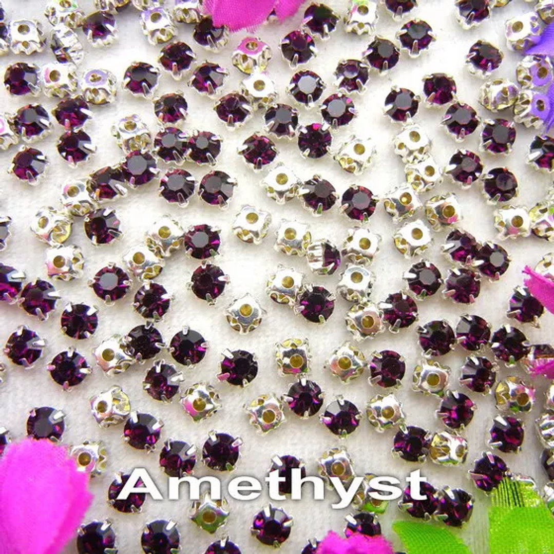 Diamantes de Imitación con Garra Plateada | Cristal Colorido para Coser en Ropa y Accesorios 23