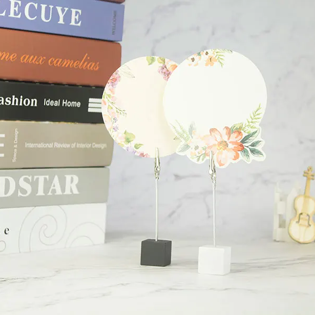 Soporte de Notas con Base de Cubo | Clip de Cocodrilo para Fotos y Tarjetas Decorativas 34