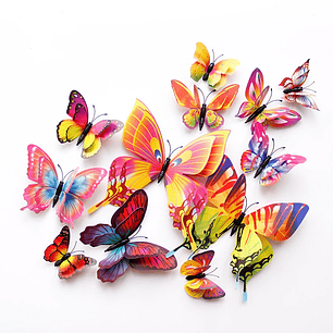 Pegatinas 3D de Mariposa para Pared | Decoración de Hogar, Bodas y Nevera, Set de 12