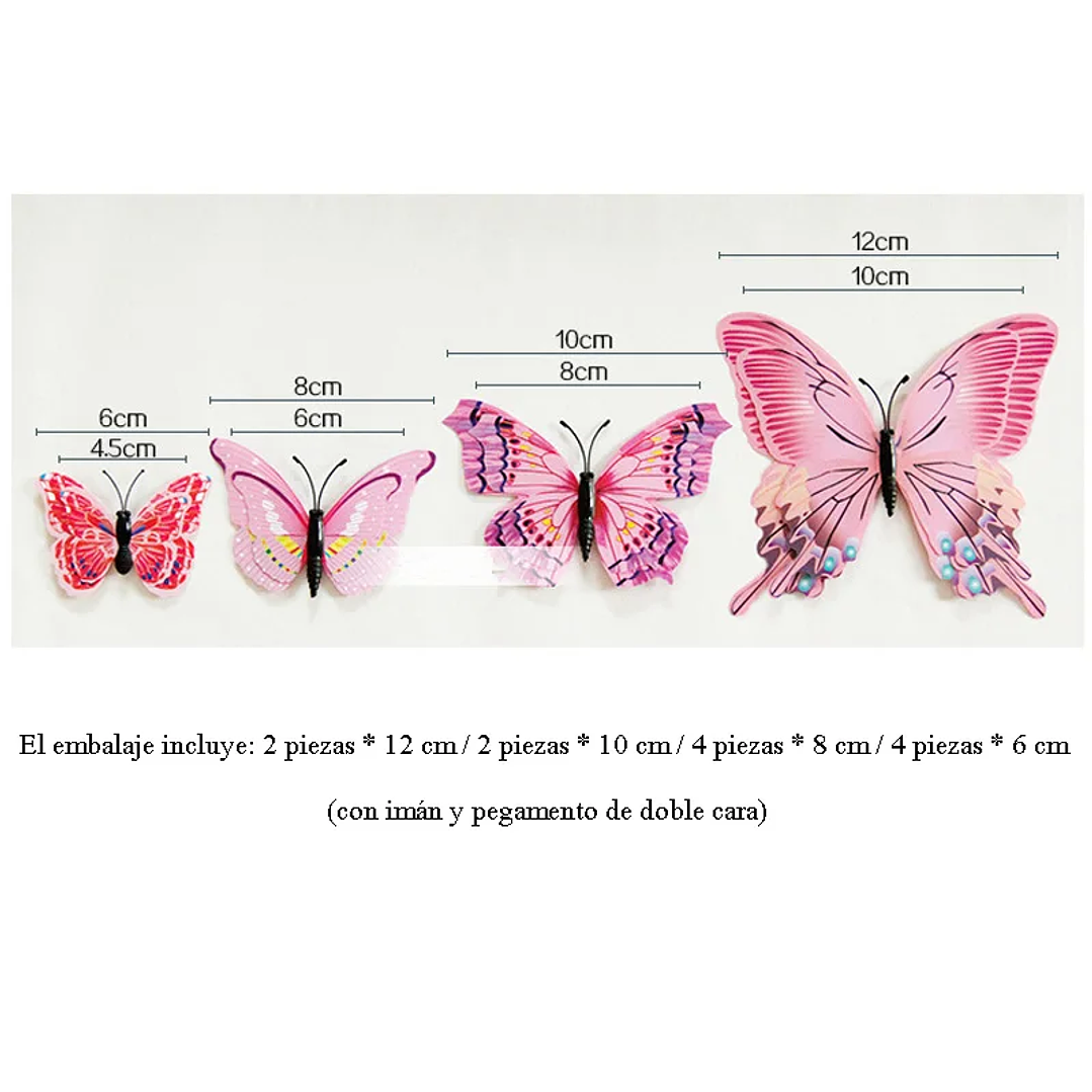 Pegatinas 3D de Mariposa para Pared | Decoración de Hogar, Bodas y Nevera, Set de 12 2