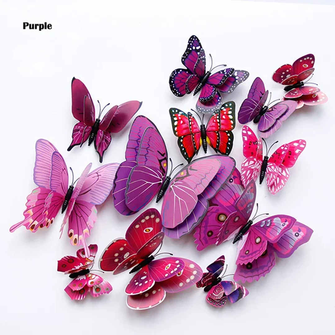 Pegatinas 3D de Mariposa para Pared | Decoración de Hogar, Bodas y Nevera, Set de 12 13
