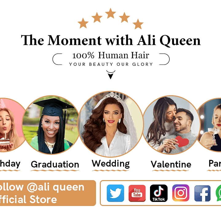Extensiones Ali Queen Hair 100% Cabello Brasileño Virgen 17
