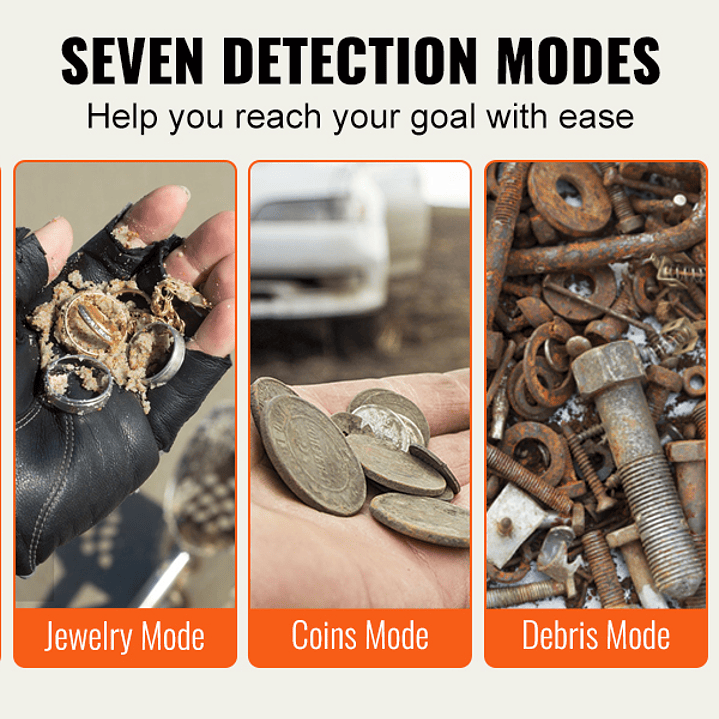 Detector de Metales VEVOR 25,4 cm  Alta Precisión y 7 Modos
 9