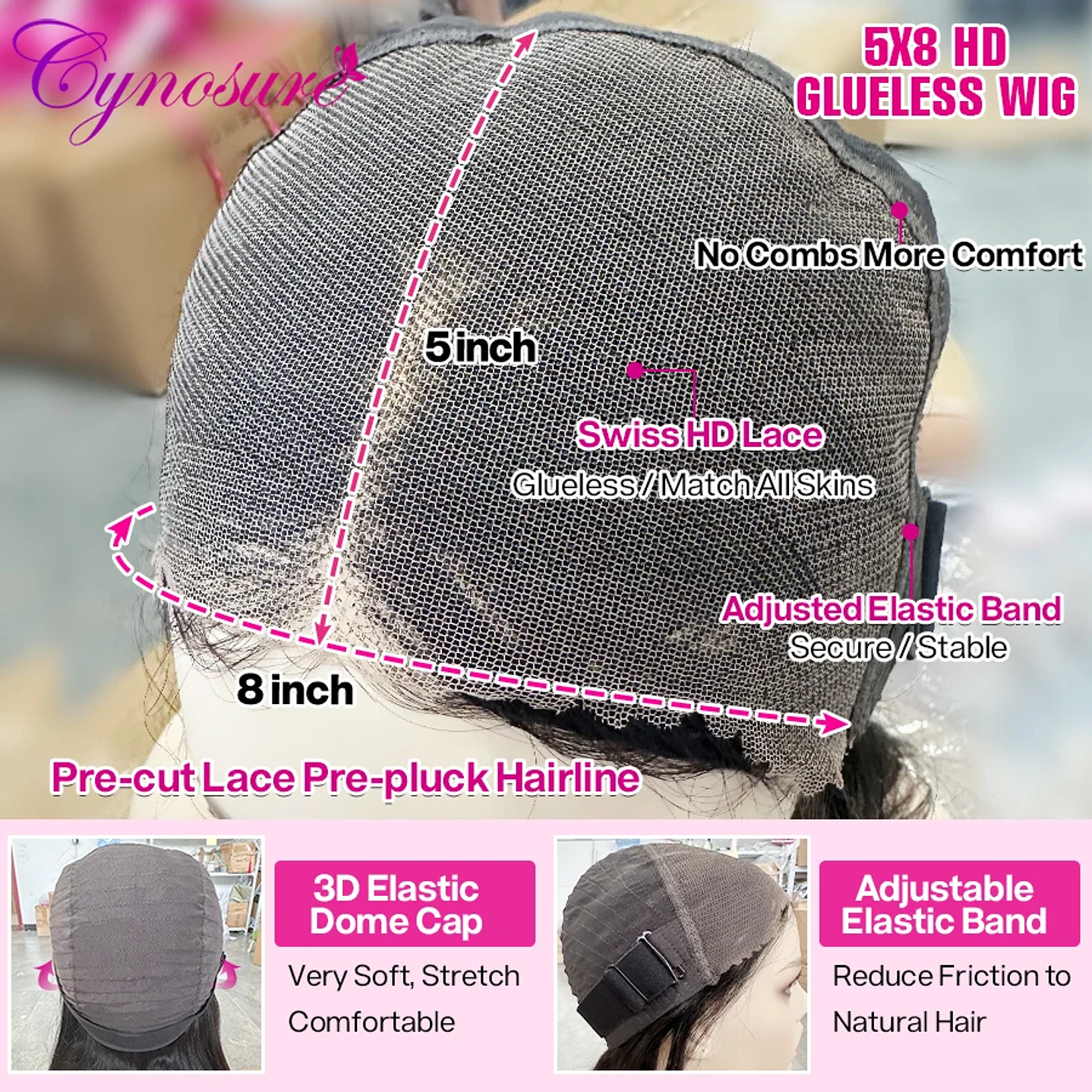 Peluca Cynosure 13x6 HD Encaje Frontal - Cabello Humano Onda Natural 18