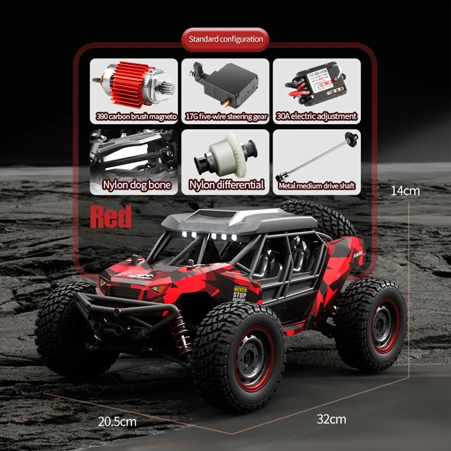 Coche RC 4WD SCY-16106  Todoterreno Alta Velocidad con Luces LED 6