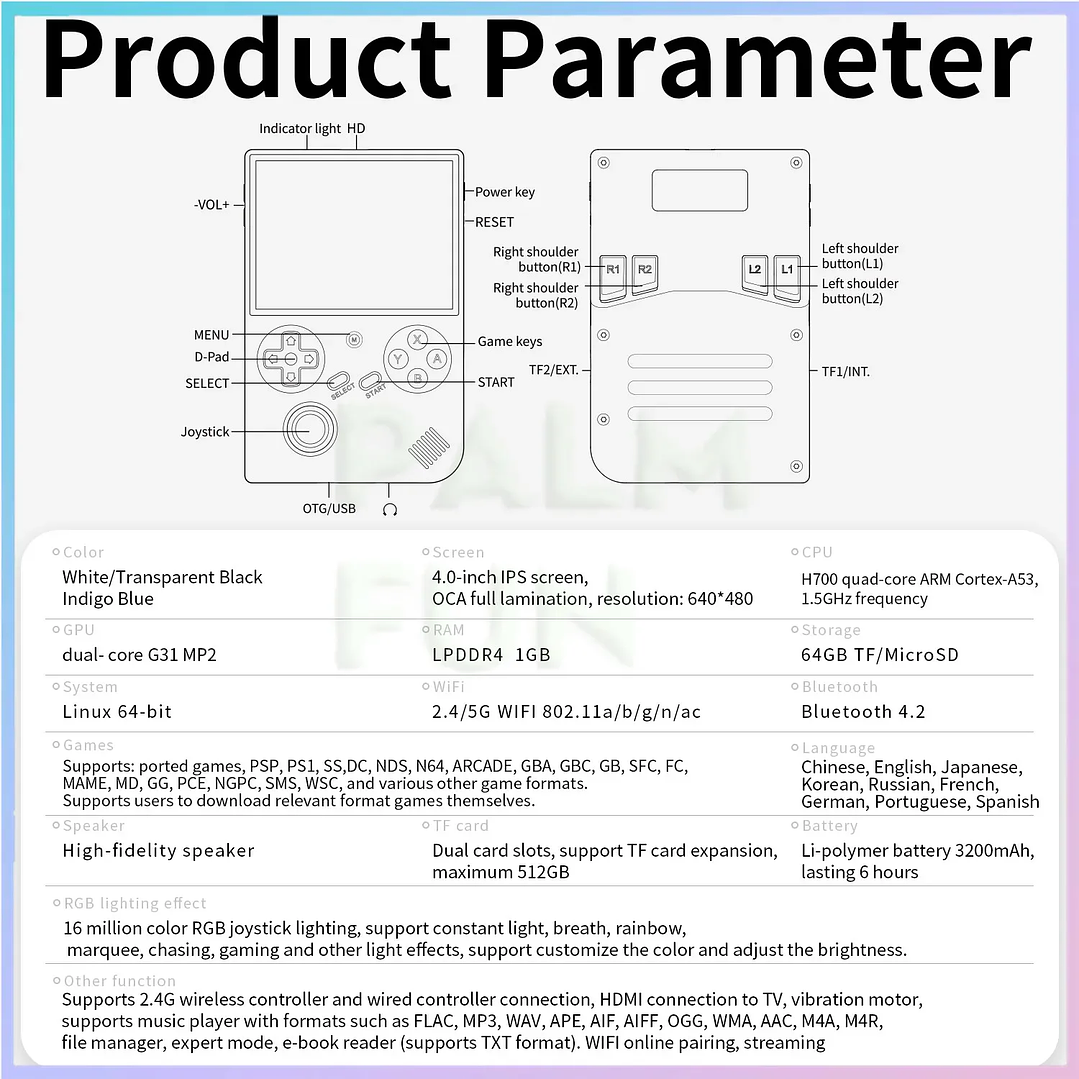 Consola Retro RG40XXV  Portátil 4,0” Linux WiFi HDMI
 11