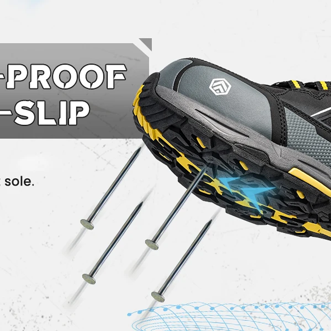 Botas de Seguridad LARNMERN Hombre  Punta de Acero Antideslizantes 14