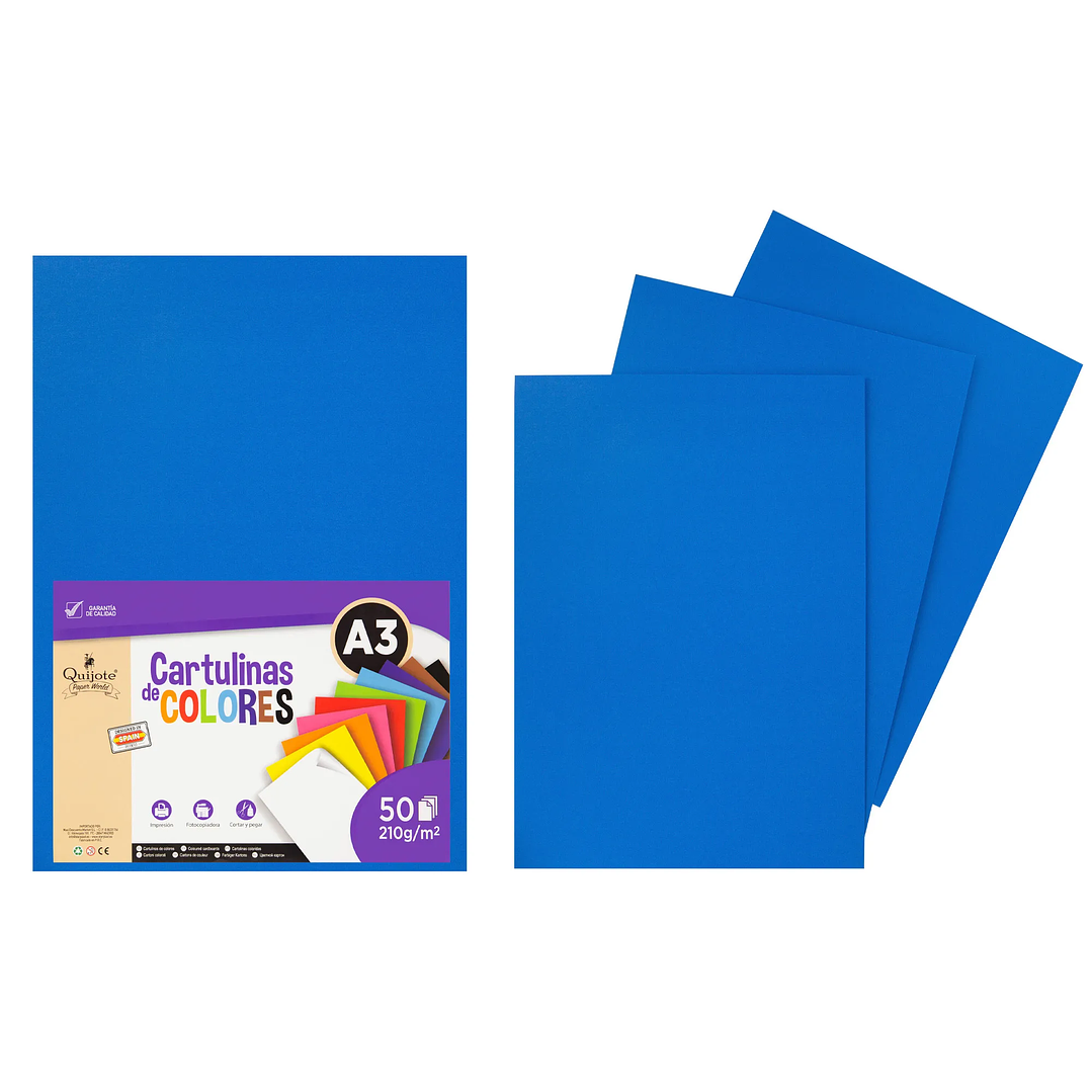 Cartulina A3 Azul 210g N73  Pack 50 Unidades para Artes Gráficas 1