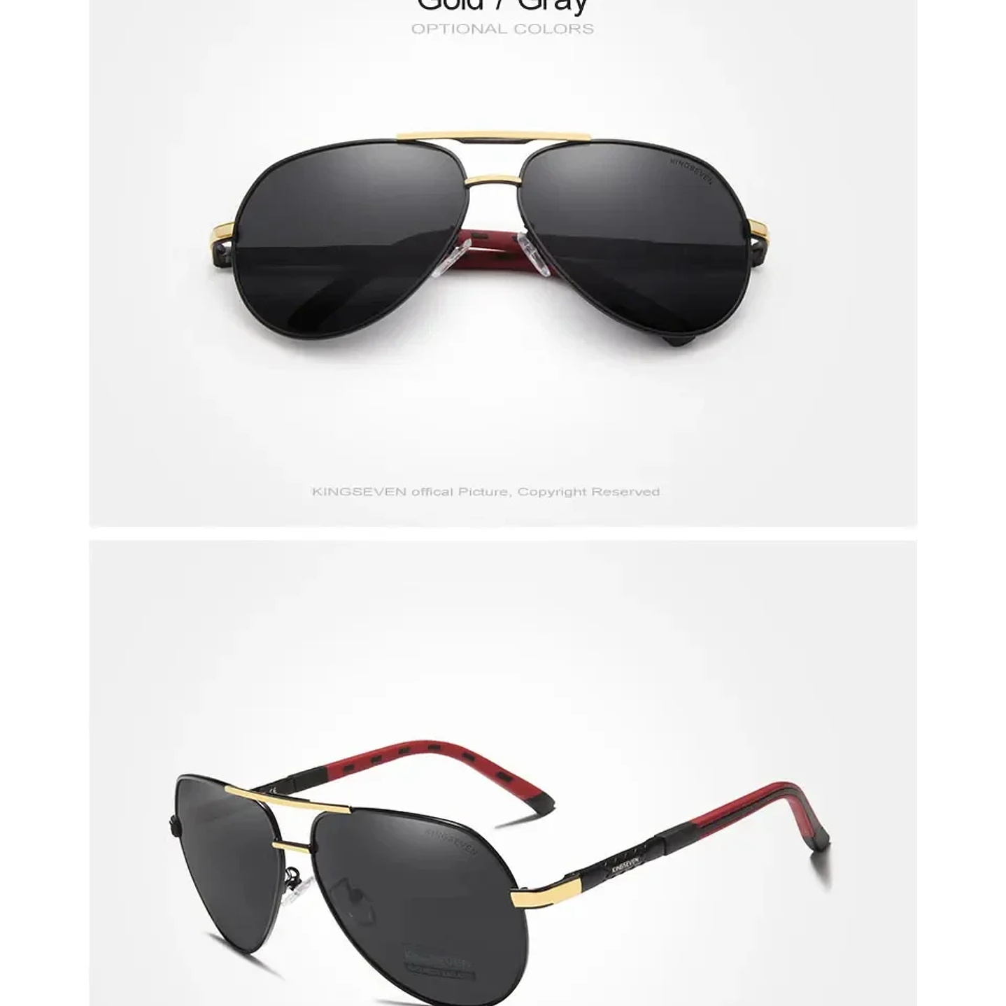 Gafas de Sol KINGSEVEN Polarizadas  Estilo Clásico Piloto con Protección UV400 16