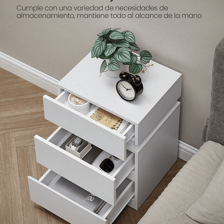 VASAGLE Mesa Auxiliar Moderna  Mesita de Noche con Luz LED y 3 Cajones 5
