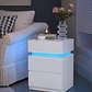 VASAGLE Mesa Auxiliar Moderna  Mesita de Noche con Luz LED y 3 Cajones - Miniatura 6