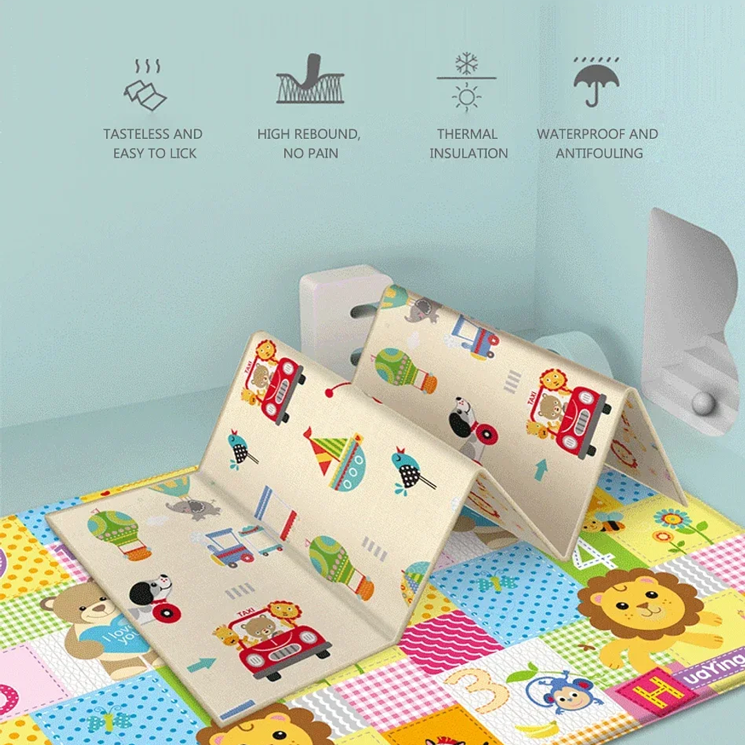 Alfombra Educativa Plegable para Bebés DHDH  Impermeable, Suave y Fácil de Transportar 18