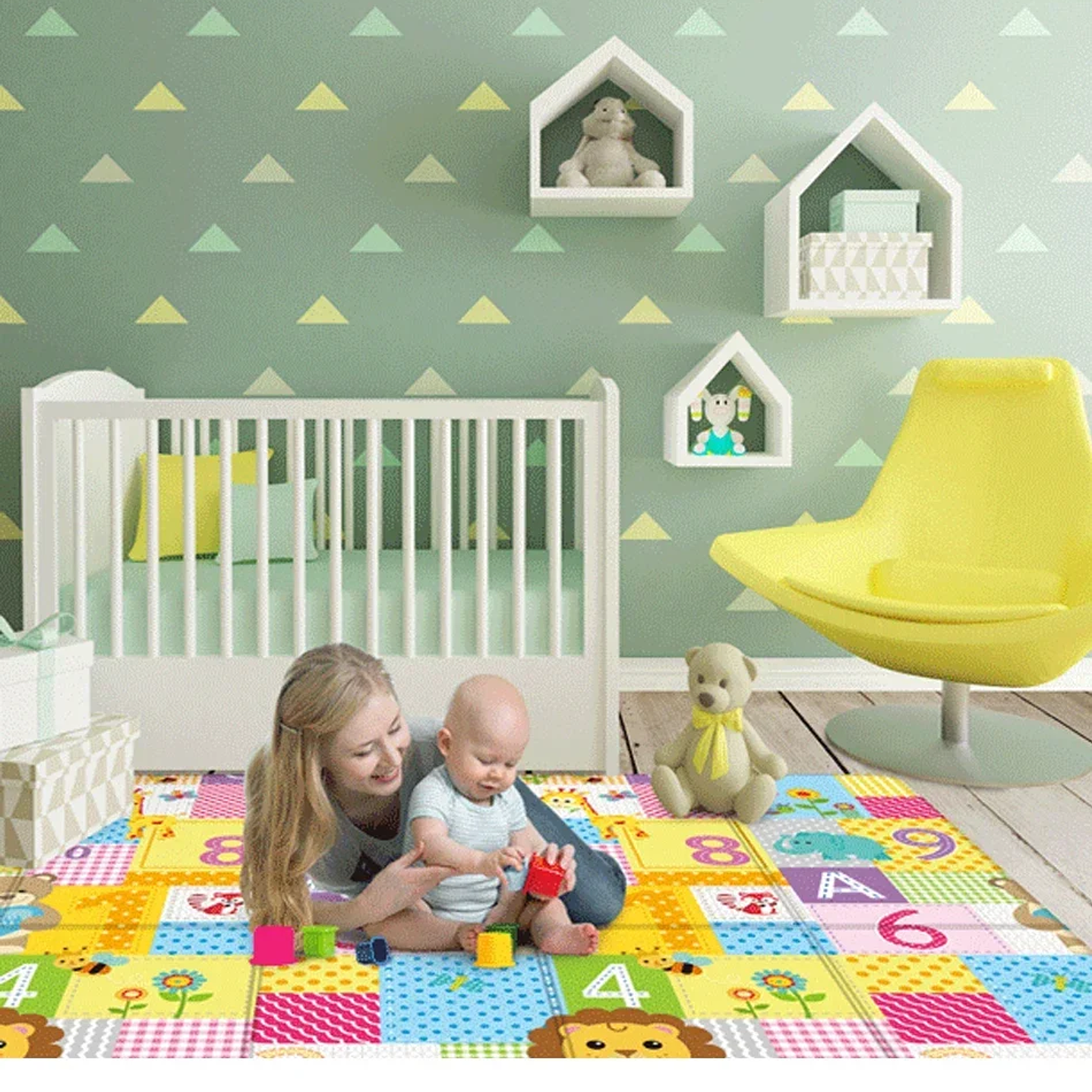 Alfombra Educativa Plegable para Bebés DHDH  Impermeable, Suave y Fácil de Transportar 22