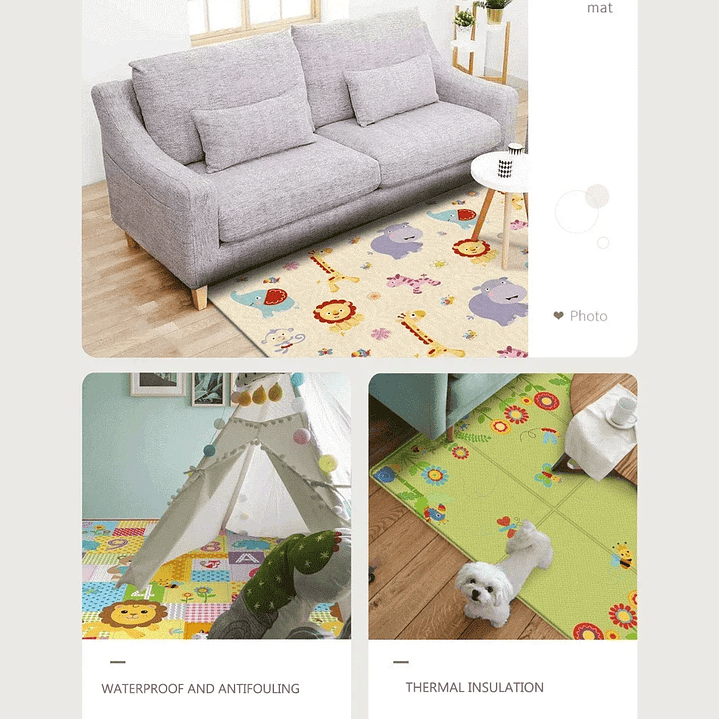 Alfombra Educativa Plegable para Bebés DHDH  Impermeable, Suave y Fácil de Transportar 29
