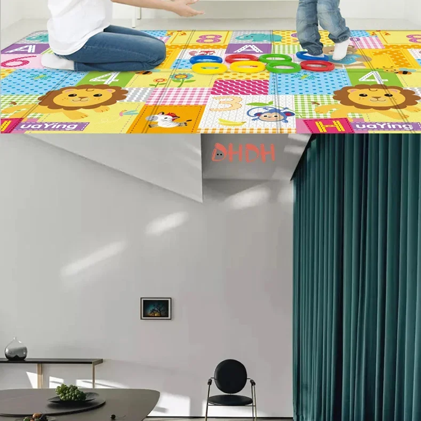 Alfombra Educativa Plegable para Bebés DHDH  Impermeable, Suave y Fácil de Transportar 31