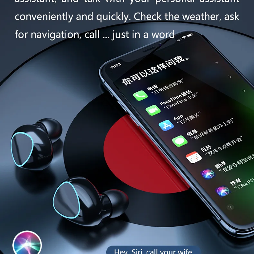 Auriculares Bluetooth M10  Inalámbricos de Alta Calidad con Estuche Power Bank 17