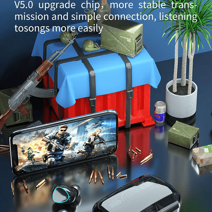 Auriculares Bluetooth M10  Inalámbricos de Alta Calidad con Estuche Power Bank 22