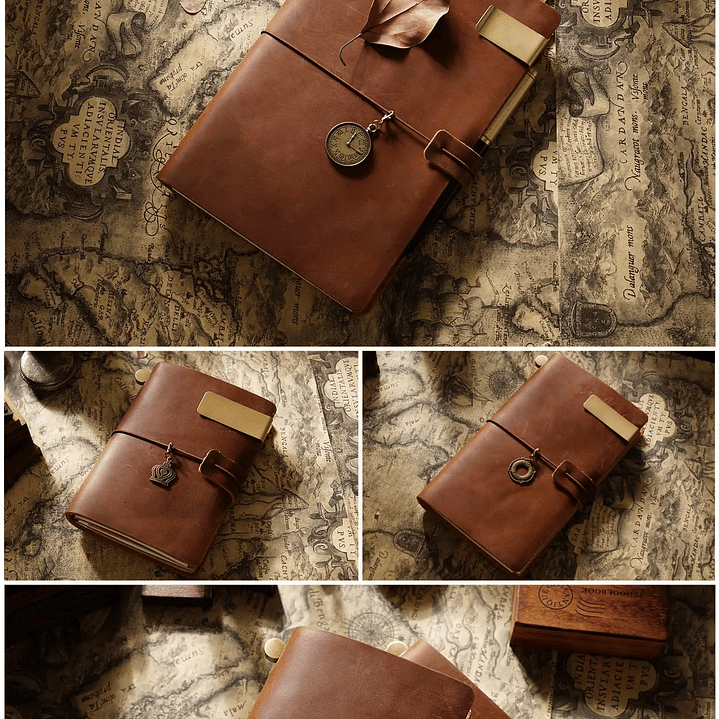 Moterm Diario Vintage  Cuaderno de Cuero Hecho a Mano con Insertos Reemplazables 22