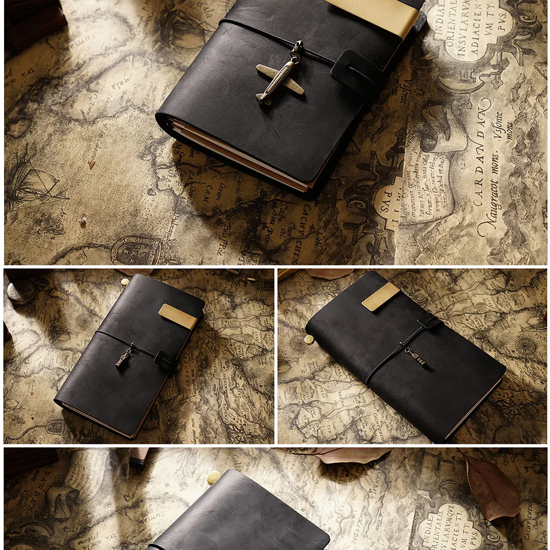 Moterm Diario Vintage  Cuaderno de Cuero Hecho a Mano con Insertos Reemplazables 23