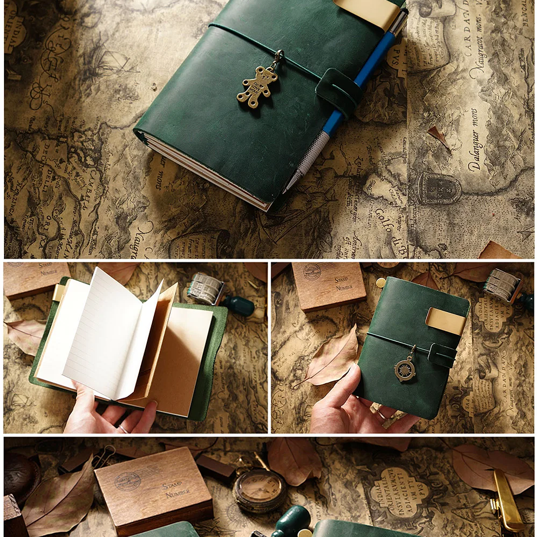 Moterm Diario Vintage  Cuaderno de Cuero Hecho a Mano con Insertos Reemplazables 27