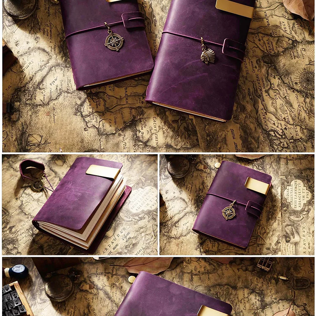 Moterm Diario Vintage  Cuaderno de Cuero Hecho a Mano con Insertos Reemplazables 28