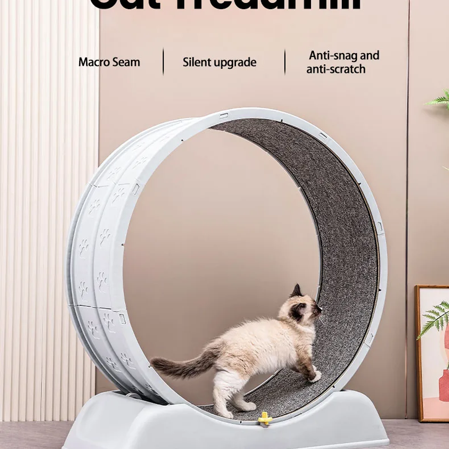 Rueda de Ejercicio para Gatos  Cinta de Correr Segura y Compacta con Mecanismo de Bloqueo 9