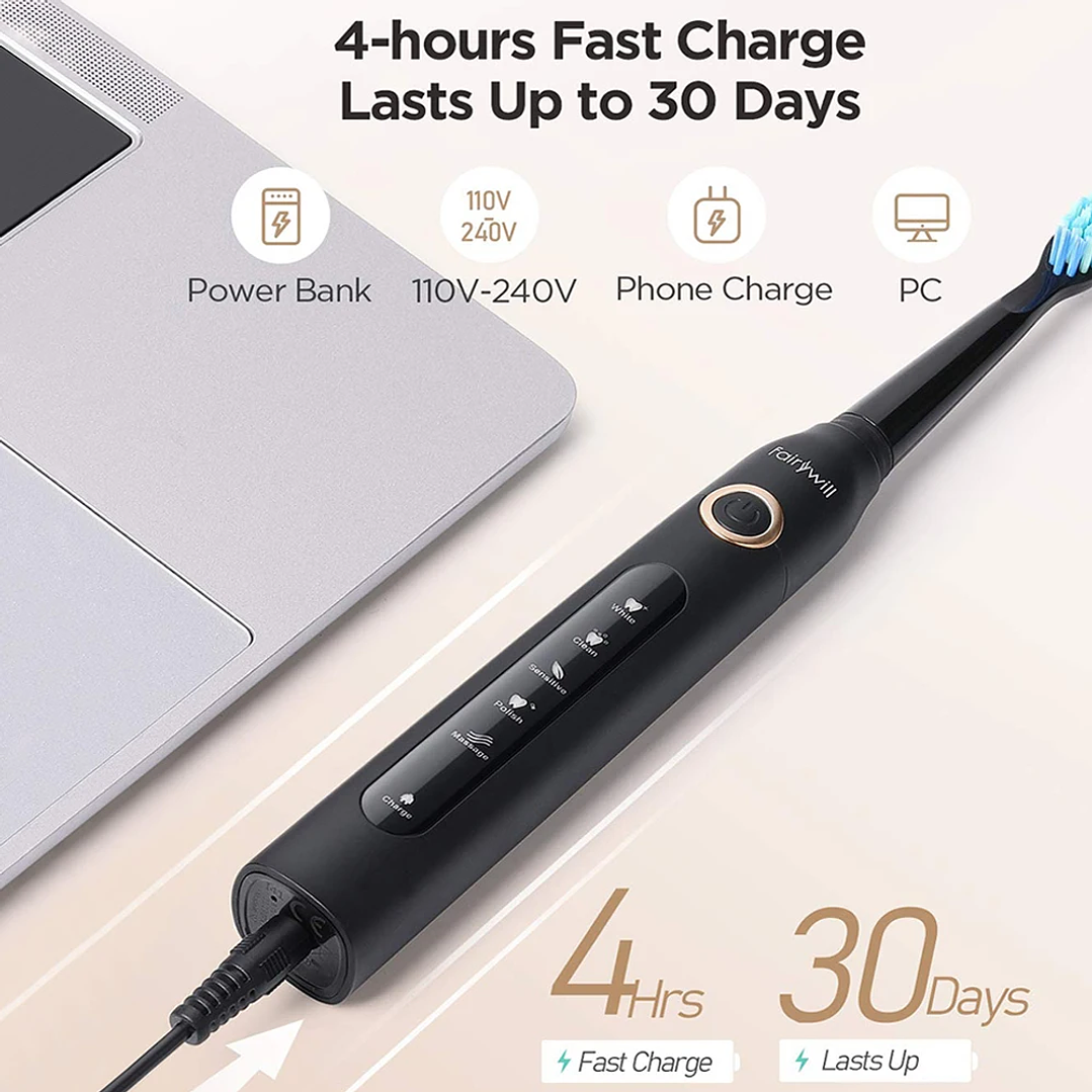 Cepillo Eléctrico Fairywill FW-507  Tecnología Sónica con 5 Modos de Limpieza 4
